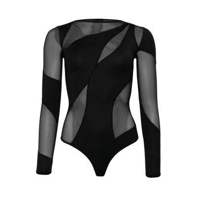 Ow Collection Spiral Bodysuit In Black
