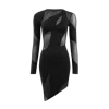 Ow Collection Women's Spiral Mesh Long Sleeve Dress - Black