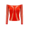 Ow Collection Women's Red Swirl Off Shoulder Mesh Blouse - Orange
