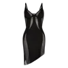 Ow Collection Women's Swirl Asymmetric Mesh Mini Dress - Black
