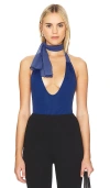 Ow Collection Women's Tie Neck Bodysuit - Blue In Elemental Blue