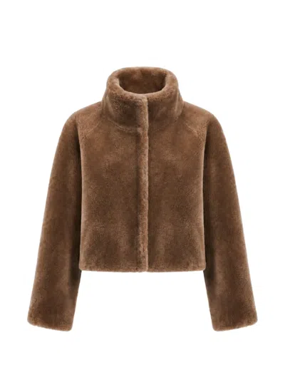 Ow Collection Tuva Shearling Jacket In Brown