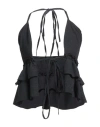 Ow Collection Woman Top Black Size L Polyester, Elastane In Black