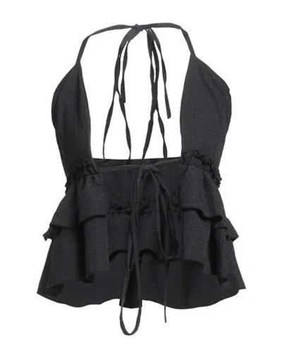 Ow Collection Woman Top Black Size L Polyester, Elastane