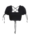 Ow Collection Woman Top Black Size Xl Cotton, Polyamide, Elastane In Black