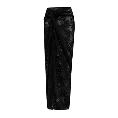 OW COLLECTION WOMEN'S IRIS LACE MAXI SKIRT - BLACK