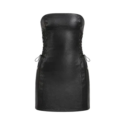 Ow Collection Women's Black Iselin Faux Leather Mini Dress