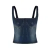 Ow Collection Devin Denim Top In Blue