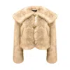 Ow Collection Women's Neutrals Hamilton Fox Crop Jacket - Tan In Brown