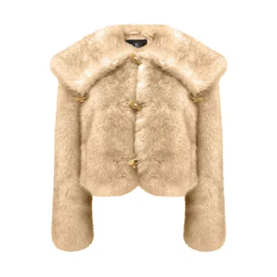 OW COLLECTION WOMEN'S BROWN HAMILTON FAUX FOX CROP JACKET