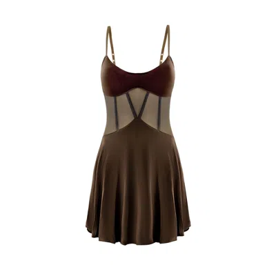 Ow Collection Women's Cassandra Corset Mesh Mini Dress - Olive Brown