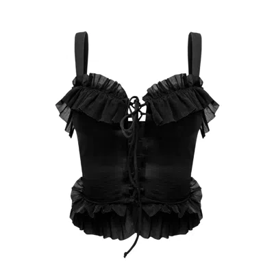 OW COLLECTION WOMEN'S CLAIRE MESH TOP - BLACK