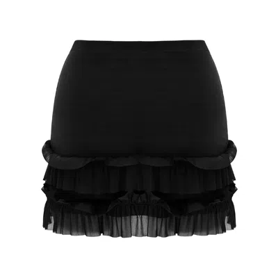 Ow Collection Women's Claire Ruffle Mini Skirt - Black