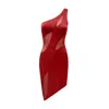 Ow Collection Women's Curve Asymmetric Mesh Mini Dress - Cherry Red In Red