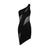 Ow Collection Women's Curve Asymmetric Mesh Mini Dress - Black In Black