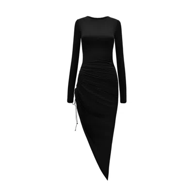 Ow Collection Women's Delilah Asymmetric Midi Dress - Black