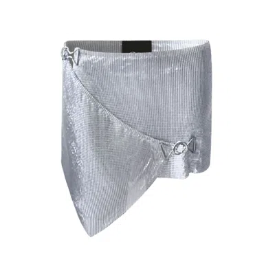 OW COLLECTION WOMEN'S GEMMA METALLIC MINI SKIRT - SILVER