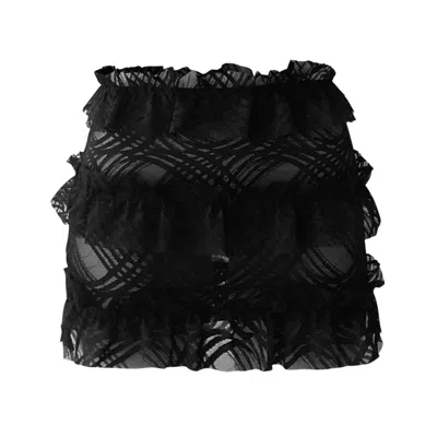 OW COLLECTION WOMEN'S GRACE BLACK RUFFLE MINI SKIRT