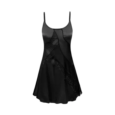 OW COLLECTION WOMEN'S LANEY SLIP MINI DRESS - BLACK
