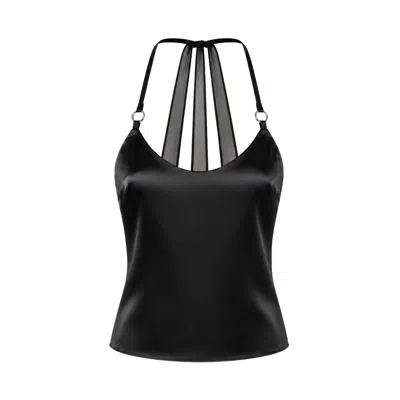 Ow Collection Women's Lindsey Black Satin Top In Multi