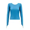 Ow Collection Mesha Rhinestone Blouse In Blue