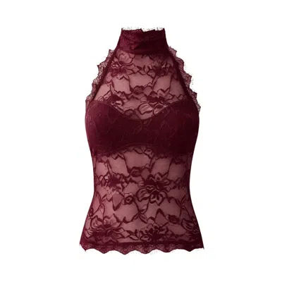 Ow Collection Women's Red Selah Burgundy Lace Halter Top