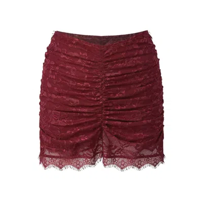 Ow Collection Women's Red Selah Burgundy Lace Mini Skirt In Brown