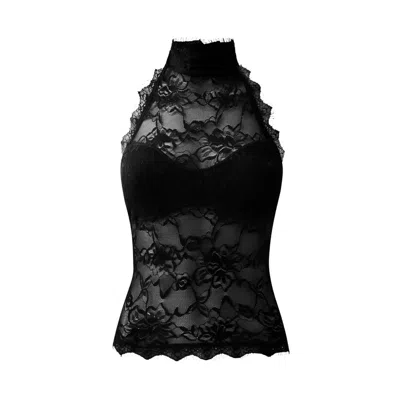 Ow Collection Women's Selah Black Halter Lace Top
