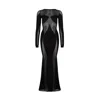 Ow Collection Women's Sierra Long Sleeve Mesh Maxi Dress - Black In Black