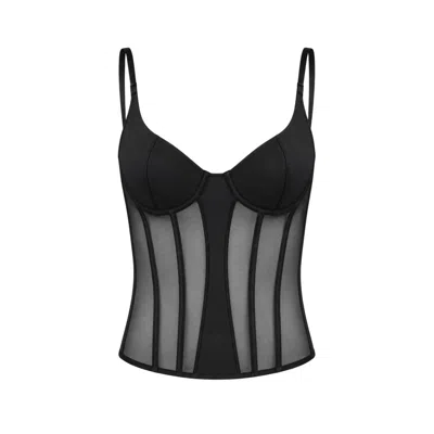 Ow Collection Women's Sivara Black Mesh Corset Top
