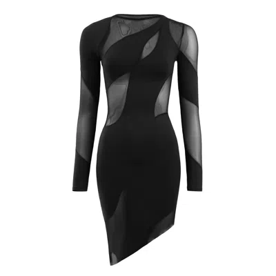 Ow Collection Women's Spiral Black Long Sleeve Dress