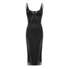 Ow Collection Women's Twist Mesh Midi Dress - Black In Black