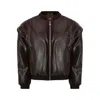 Ow Collection Valentina Bomber Jacket In Brown