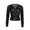 Ow Collection Women's Wanted Mesh Cardigan - Black In Black