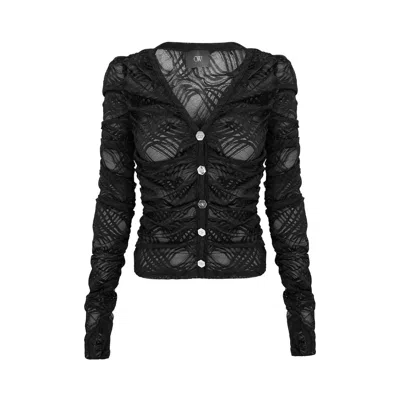 OW COLLECTION WOMEN'S WANTED LACE CARDIGAN - BLACK