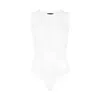 Ow Collection Women's Tanktop Sleeveless Bodysuit - White In White