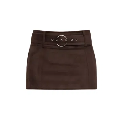 Ow Collection Women's Zelda Brown Faux Suede Mini Skirt
