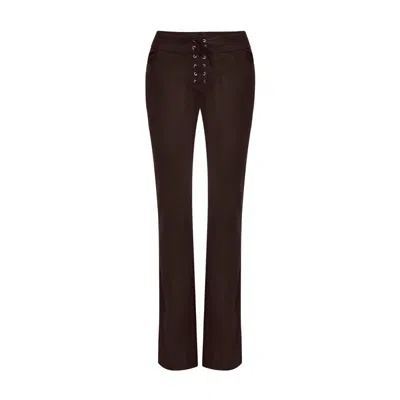 Ow Collection Women's Zelda Brown Faux Suede Pants
