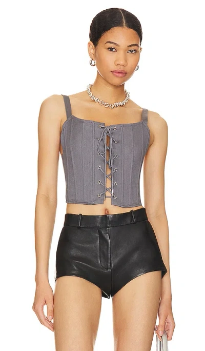 Ow Collection Xen Corset Top In Grey In Blue
