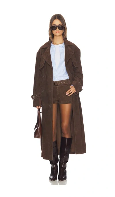 Ow Collection Zade Trench Coat In Brown
