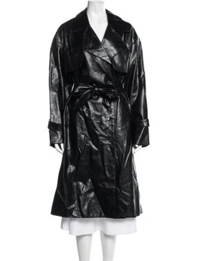 Pre-owned Ow Leather Trench Coat W/ Tags In Black