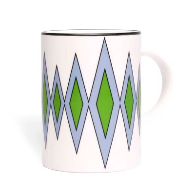 O.w. London White / Blue / Green Diamond Blue Green Mug In Multi
