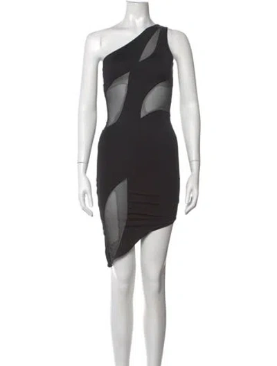Pre-owned Ow One-shoulder Mini Dress In Black