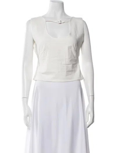 Pre-owned Ow Square Neckline Sleeveless Crop Top In White