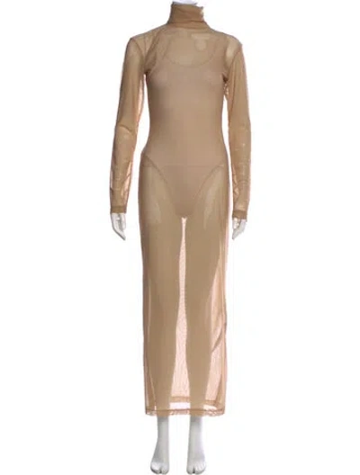 Pre-owned Ow Turtleneck Long Dress In Neutral