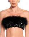 Ow Virgo Sequin Feather Top In Black