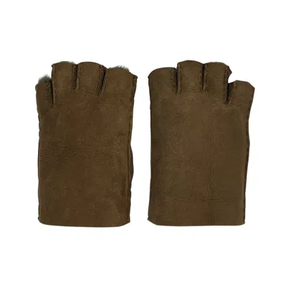Owen Barry Brown Sheepskin Womens Fingerless Ottoman Tan One Size
