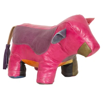 Owen Barry Cowhide Cow Doorstop Multi Coloured In Pink