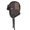 Owen Barry Men's Blue Sheepskin Trapper Cromita Grey Navy Patchwork In Blue
