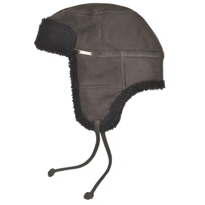 Owen Barry Men's Sheepskin Trapper Hat Garth Ebony Brown In Gray